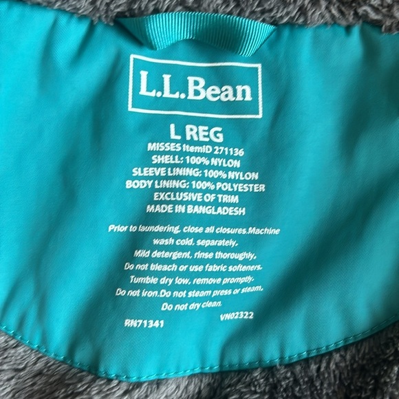 L.L. Bean Women's Winter Warmer Jacket Aquamarine   with Fleece Lining Size L - Picture 8 of 14